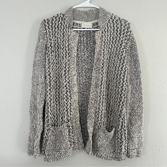 Skies are Blue Cream Black Neutral Cardigan Comfy Soft Casual Medium - Picture 1 of 6